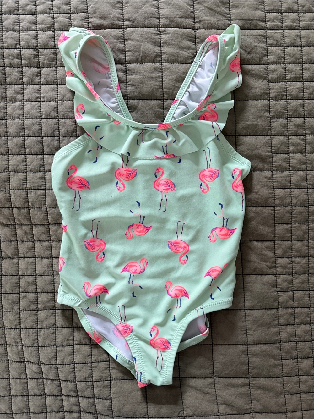 OshKosh B'gosh Mint Green One-Piece Swimsuit with Pink Flamingos